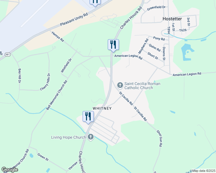 map of restaurants, bars, coffee shops, grocery stores, and more near 435 Charles Houck Road in Latrobe