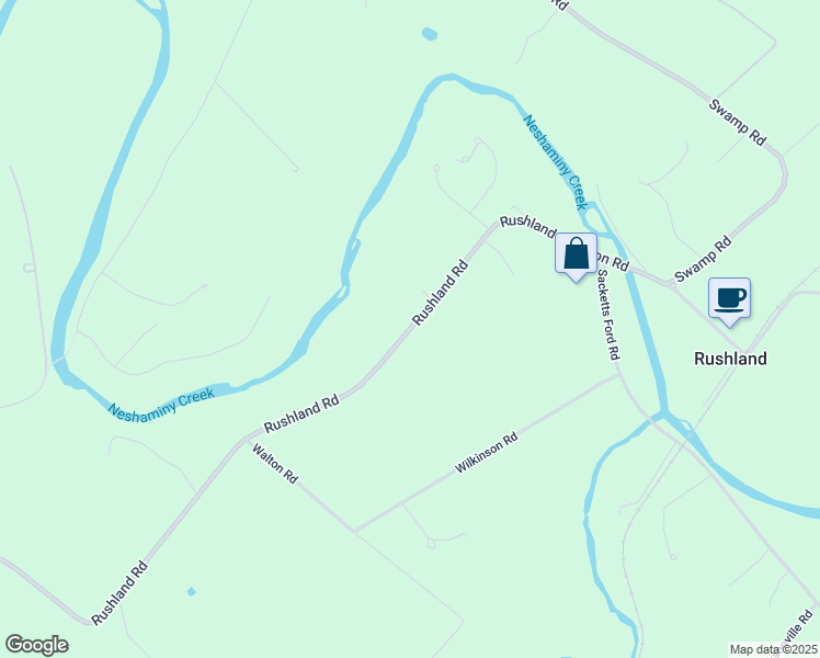 map of restaurants, bars, coffee shops, grocery stores, and more near 3135 Rushland Road in Jamison
