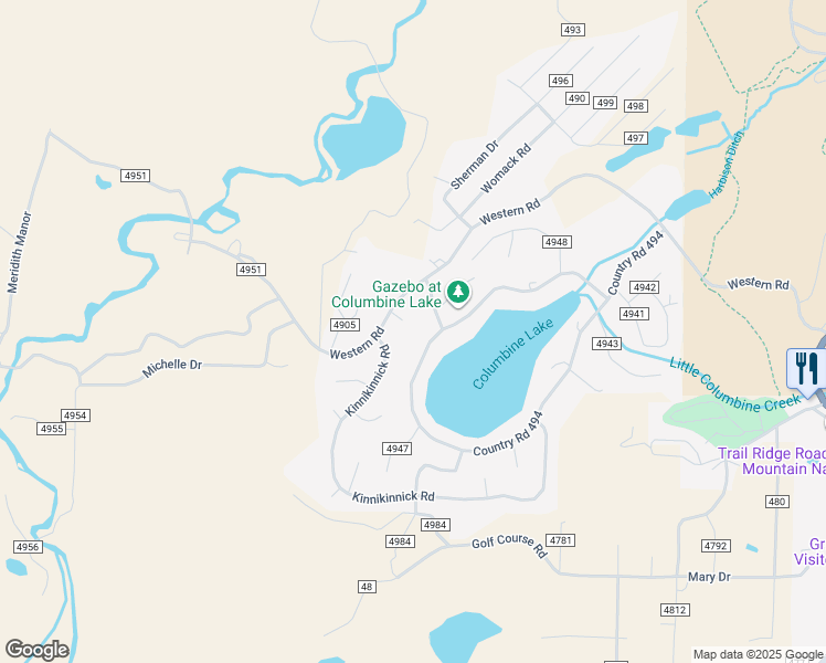map of restaurants, bars, coffee shops, grocery stores, and more near 964 County Road in Grand Lake