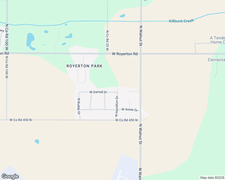 map of restaurants, bars, coffee shops, grocery stores, and more near 404 West Darrell Drive in Muncie