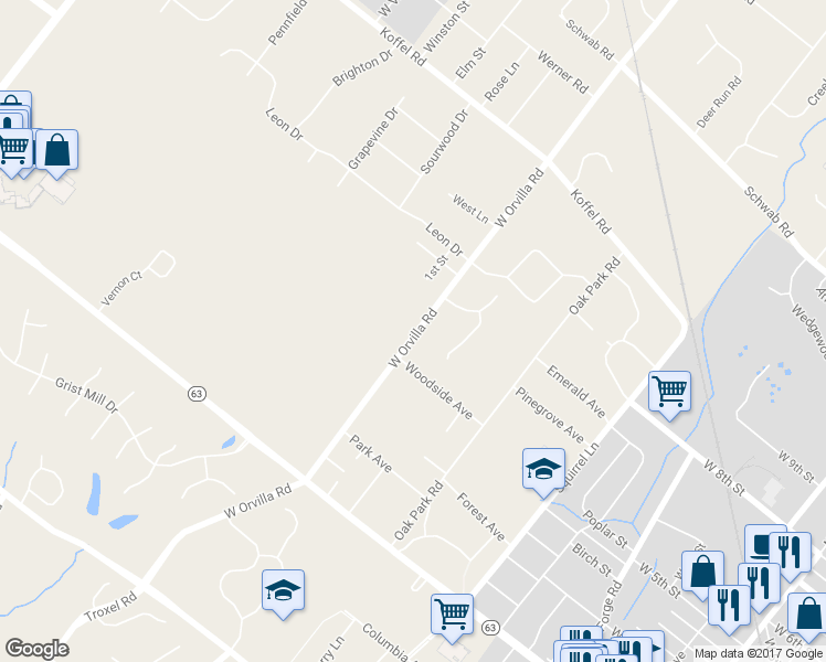 map of restaurants, bars, coffee shops, grocery stores, and more near 404 West Orvilla Road in Hatfield