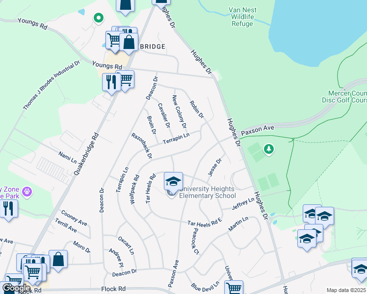 map of restaurants, bars, coffee shops, grocery stores, and more near 79 Wolfpack Rd in Hamilton Township