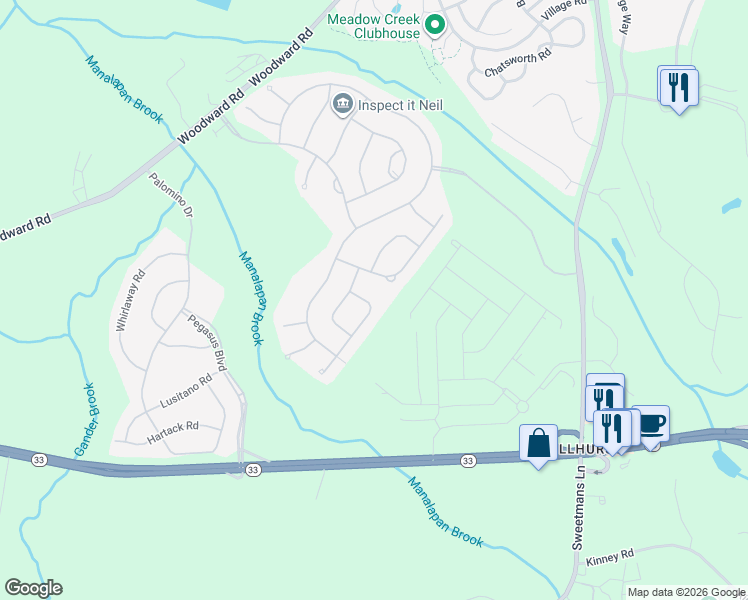 map of restaurants, bars, coffee shops, grocery stores, and more near 9 Comtois Road in Manalapan Township