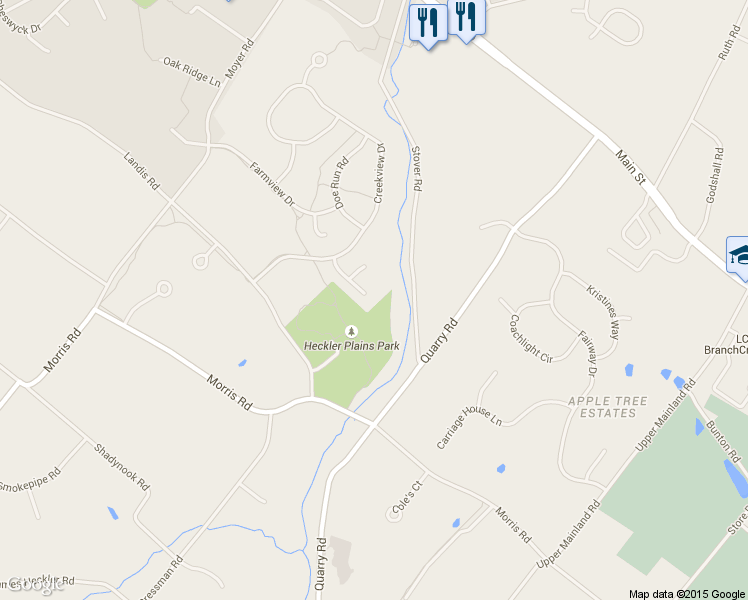 map of restaurants, bars, coffee shops, grocery stores, and more near 218 King Fisher Court in Harleysville