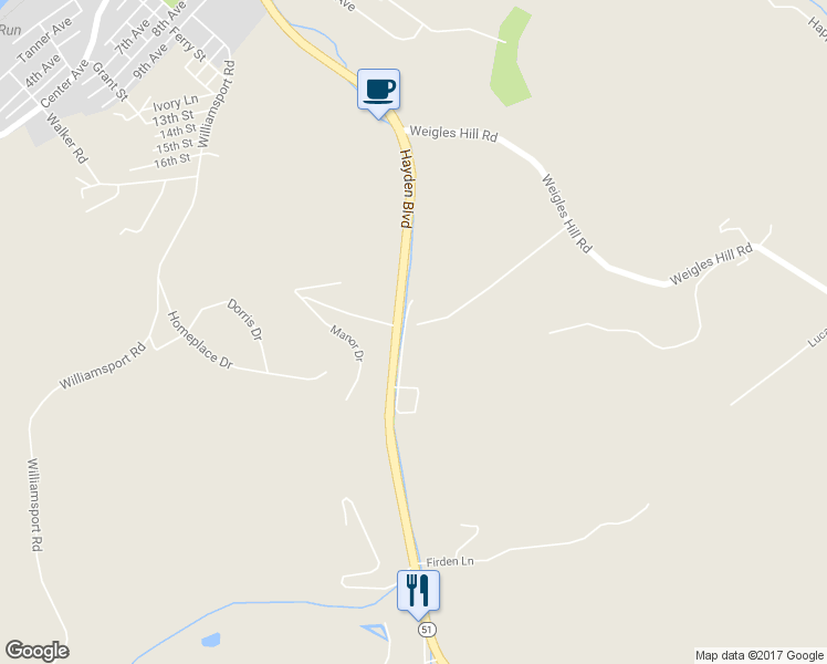 map of restaurants, bars, coffee shops, grocery stores, and more near 1219 Penn Vista Street in Elizabeth