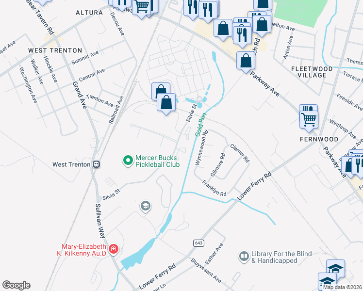 map of restaurants, bars, coffee shops, grocery stores, and more near 431 Silvia Street in Ewing Township