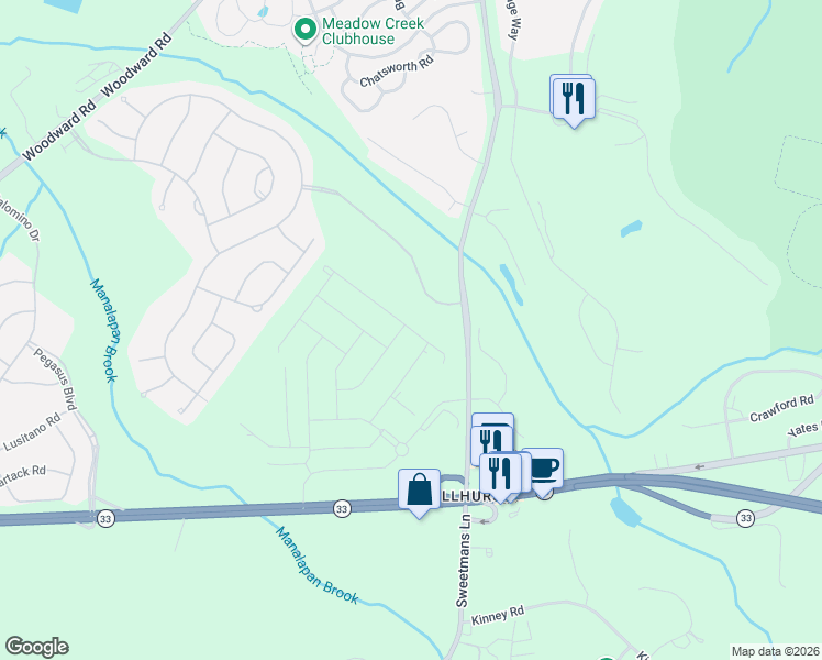 map of restaurants, bars, coffee shops, grocery stores, and more near 162 New Jersey 33 in Manalapan Township