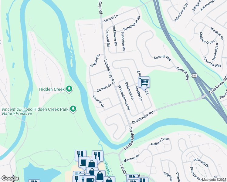 map of restaurants, bars, coffee shops, grocery stores, and more near 1147 Lambs Gap Road in Mechanicsburg
