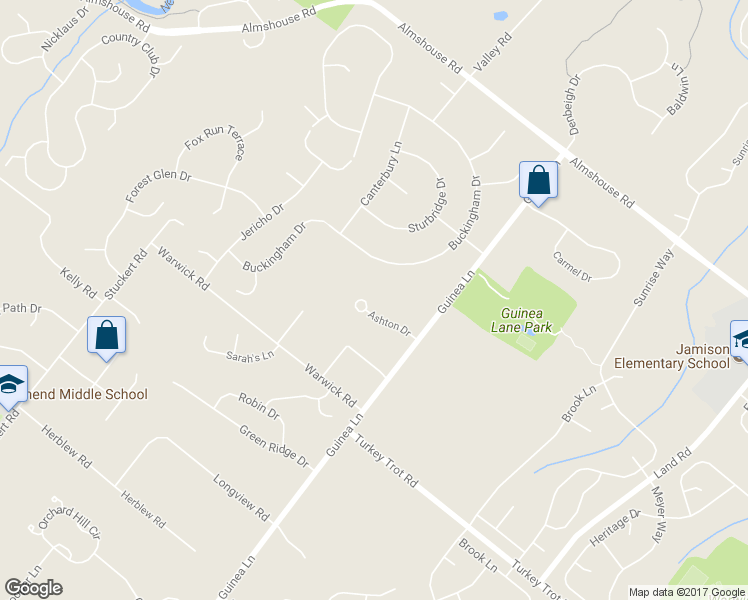 map of restaurants, bars, coffee shops, grocery stores, and more near 2111 Ashton Drive in Jamison