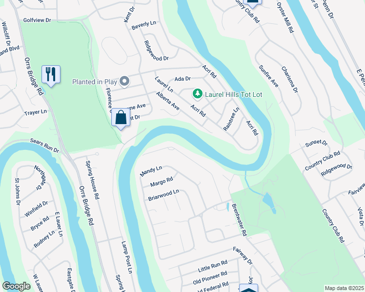 map of restaurants, bars, coffee shops, grocery stores, and more near 833 Meadow Lane in Camp Hill