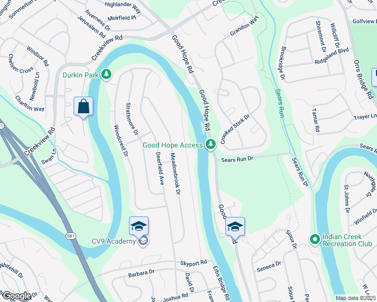 map of restaurants, bars, coffee shops, grocery stores, and more near 5253 Terrace Road in Mechanicsburg