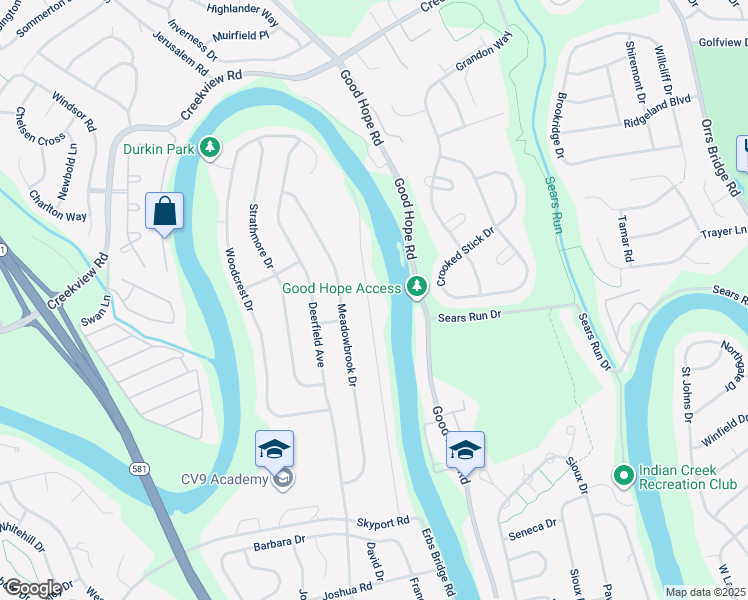 map of restaurants, bars, coffee shops, grocery stores, and more near 5253 Terrace Road in Mechanicsburg