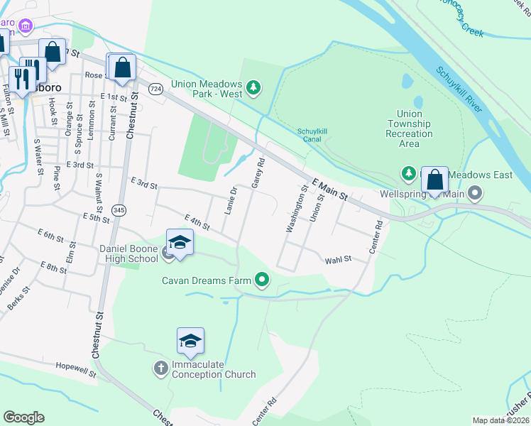 map of restaurants, bars, coffee shops, grocery stores, and more near 101 Lanie Drive in Douglassville