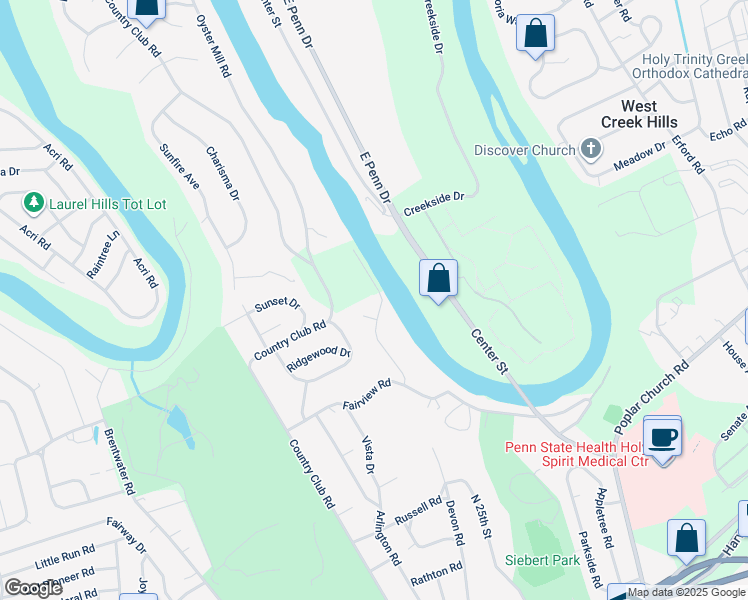 map of restaurants, bars, coffee shops, grocery stores, and more near 822 Conodoguinet Drive in Camp Hill
