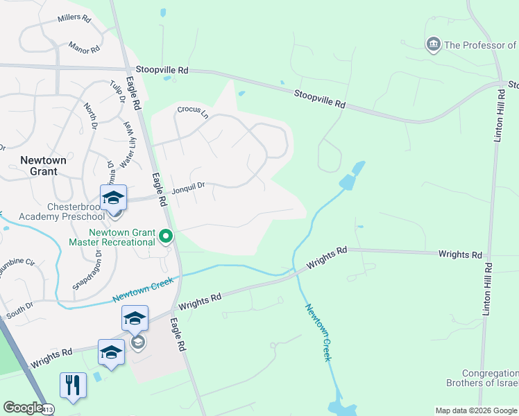 map of restaurants, bars, coffee shops, grocery stores, and more near 23 Amy Circle in Newtown
