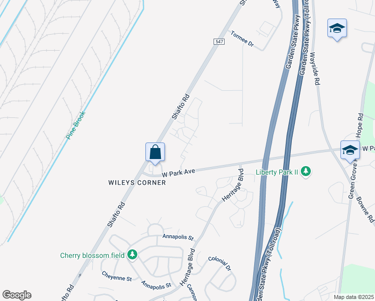 map of restaurants, bars, coffee shops, grocery stores, and more near 4 Samantha Drive in Tinton Falls