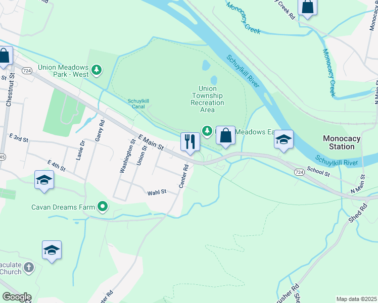 map of restaurants, bars, coffee shops, grocery stores, and more near 24 Campbell Ford Road in Douglassville