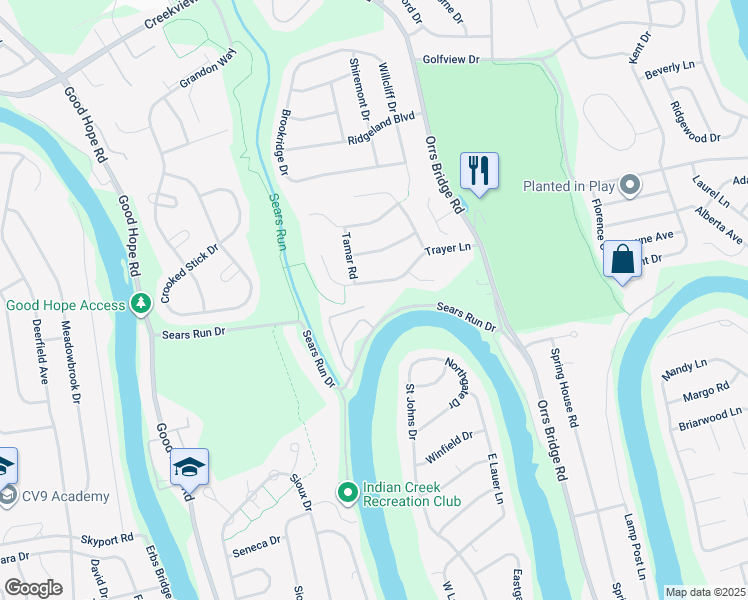map of restaurants, bars, coffee shops, grocery stores, and more near 755 Panza Drive in Mechanicsburg