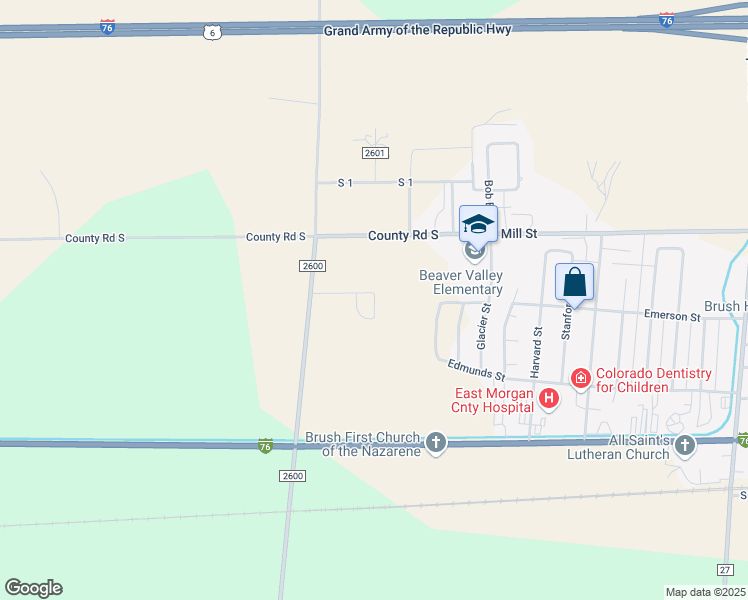 map of restaurants, bars, coffee shops, grocery stores, and more near 82 Jennifer Circle in Brush