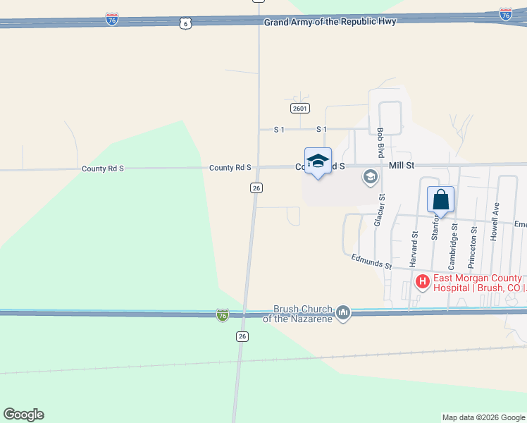 map of restaurants, bars, coffee shops, grocery stores, and more near 110 Jennifer Circle in Brush