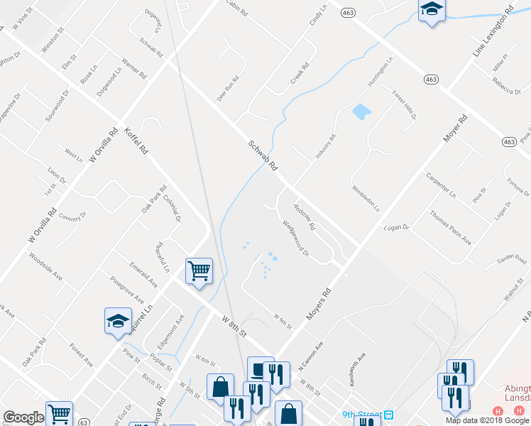 map of restaurants, bars, coffee shops, grocery stores, and more near 1002 Tremont Drive in Lansdale