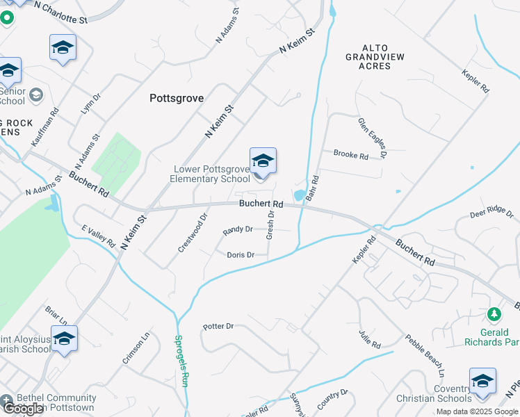 map of restaurants, bars, coffee shops, grocery stores, and more near 1316 Buchert Road in Pottstown