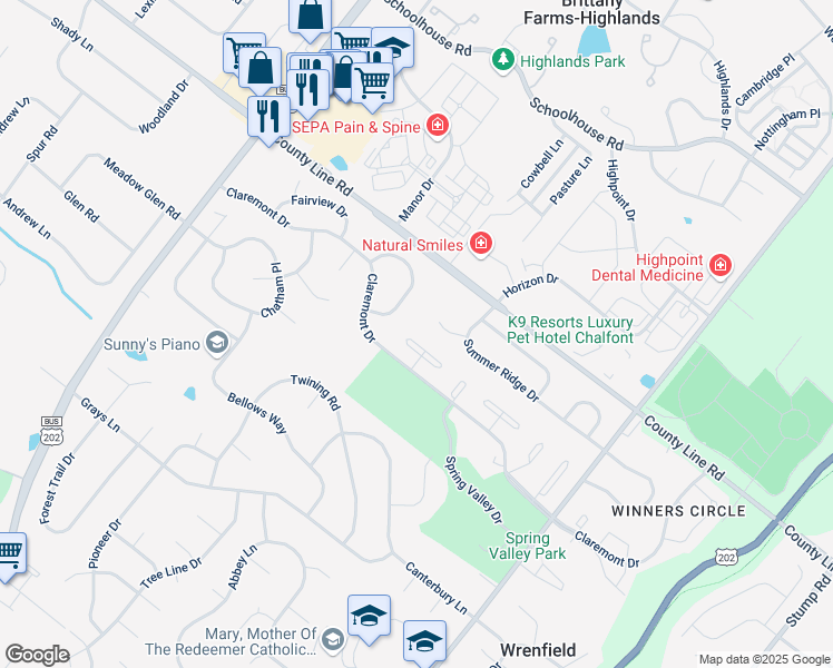 map of restaurants, bars, coffee shops, grocery stores, and more near 505 Beacon Court in Lansdale