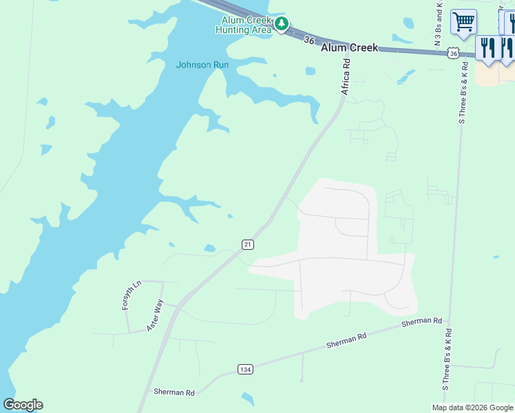 map of restaurants, bars, coffee shops, grocery stores, and more near 800 Africa Road in Galena