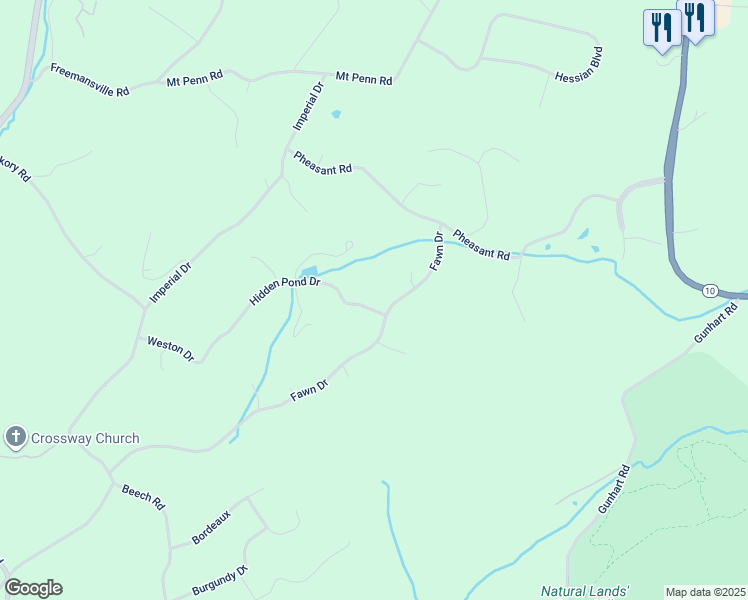 map of restaurants, bars, coffee shops, grocery stores, and more near 15 Hidden Pond Drive in Reading