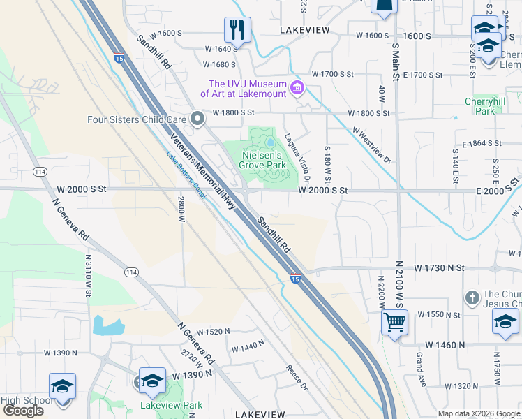 map of restaurants, bars, coffee shops, grocery stores, and more near 2034 S 330 W in Orem