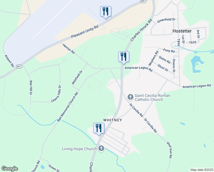 map of restaurants, bars, coffee shops, grocery stores, and more near 313 Huffman Road in Latrobe