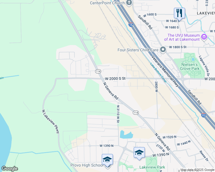 map of restaurants, bars, coffee shops, grocery stores, and more near 1936n North Geneva Road in Provo