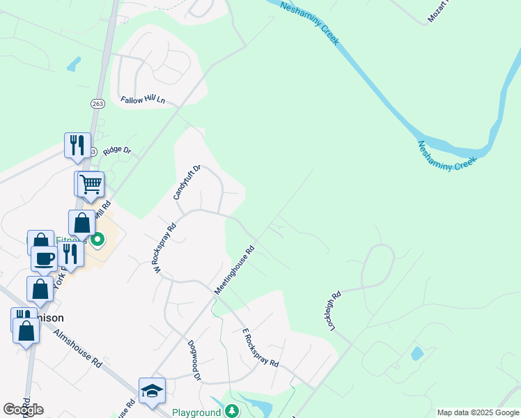 map of restaurants, bars, coffee shops, grocery stores, and more near 2610 Meetinghouse Road in Jamison