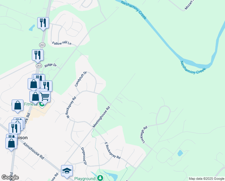 map of restaurants, bars, coffee shops, grocery stores, and more near 2610 Meetinghouse Road in Jamison