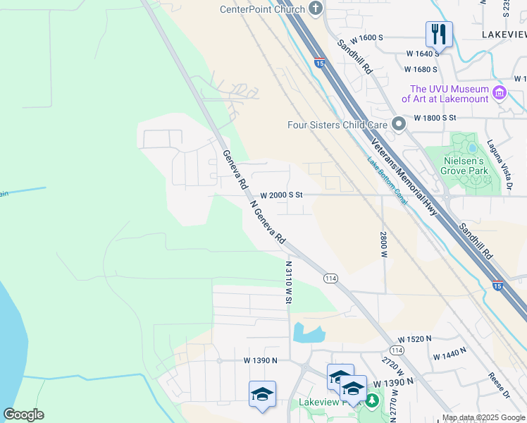 map of restaurants, bars, coffee shops, grocery stores, and more near 1936n North Geneva Road in Provo