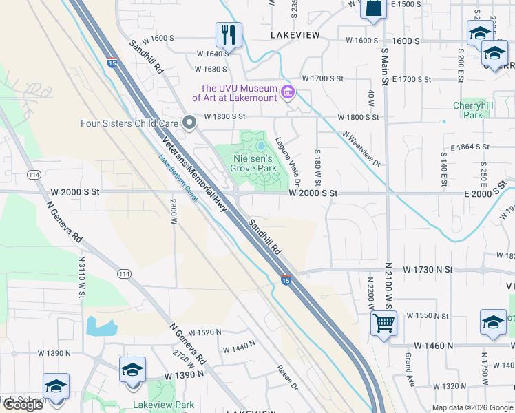 map of restaurants, bars, coffee shops, grocery stores, and more near 2034 South 330 West in Orem