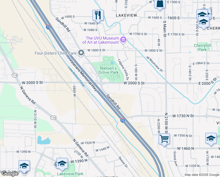 map of restaurants, bars, coffee shops, grocery stores, and more near 2034 South 330 West in Orem
