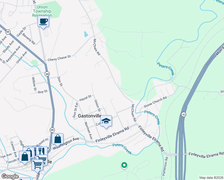 map of restaurants, bars, coffee shops, grocery stores, and more near in Gastonville