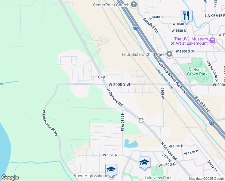 map of restaurants, bars, coffee shops, grocery stores, and more near 1936n North Geneva Road in Provo