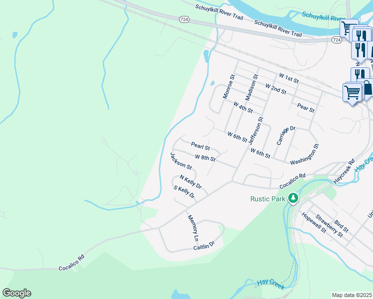 map of restaurants, bars, coffee shops, grocery stores, and more near 817 West 8th Street in Birdsboro
