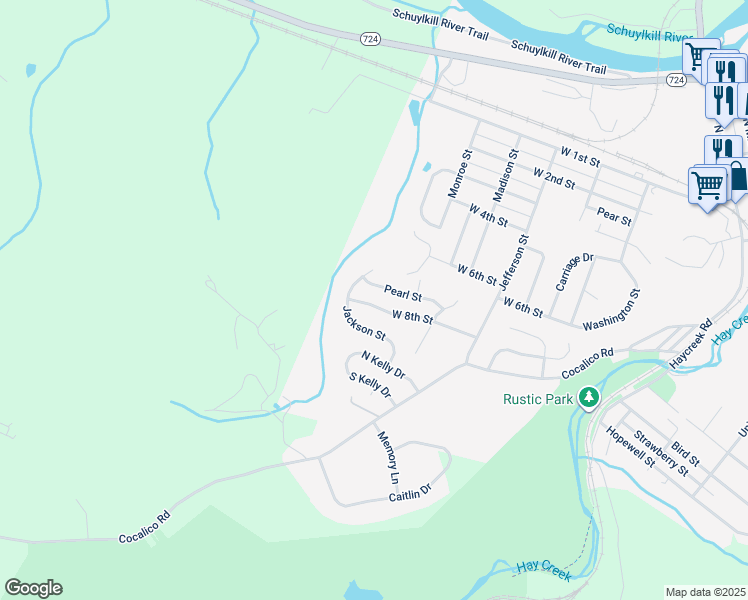 map of restaurants, bars, coffee shops, grocery stores, and more near 817 West 8th Street in Birdsboro