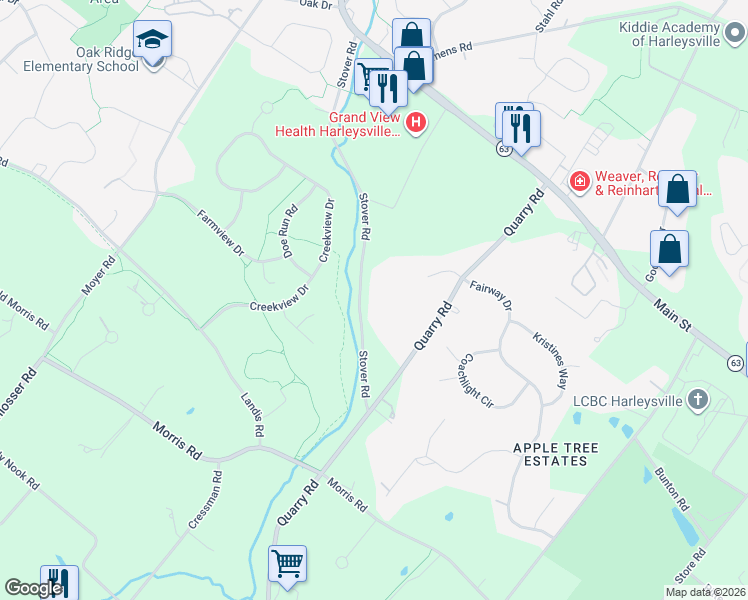 map of restaurants, bars, coffee shops, grocery stores, and more near 490 Stover Road in Montgomery County
