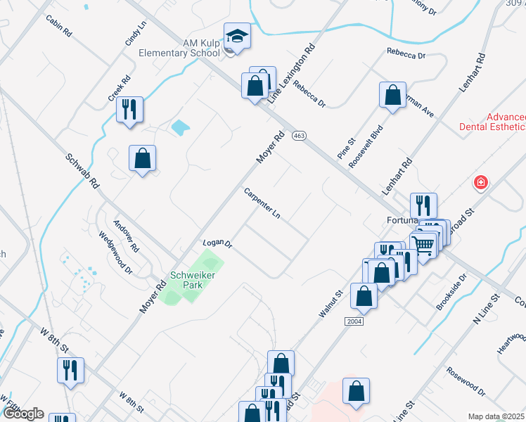 map of restaurants, bars, coffee shops, grocery stores, and more near 430 Carpenter Lane in Hatfield