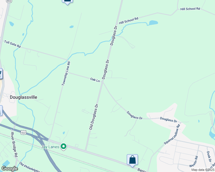map of restaurants, bars, coffee shops, grocery stores, and more near 353 Douglass Drive in Douglassville