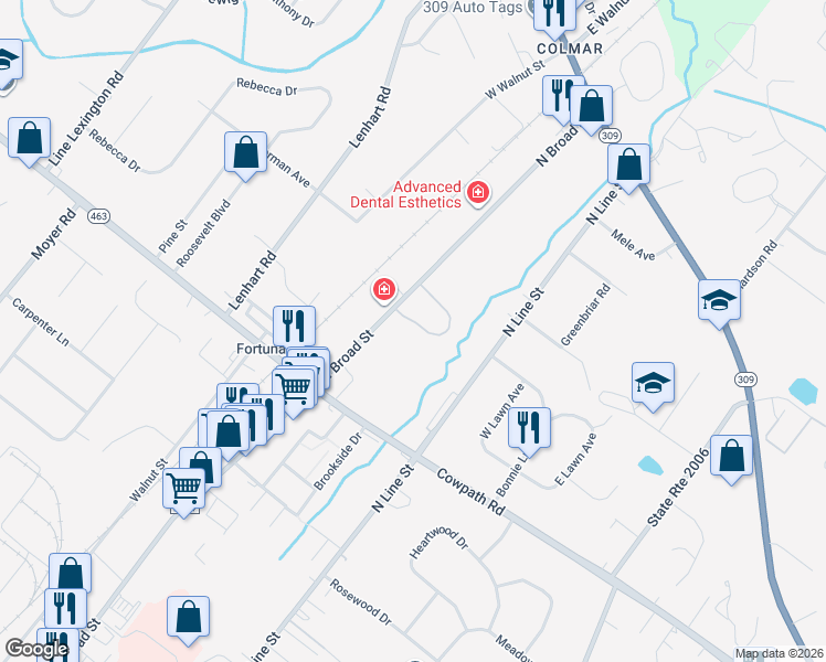 map of restaurants, bars, coffee shops, grocery stores, and more near 2111 Hidden Meadow Drive in Colmar