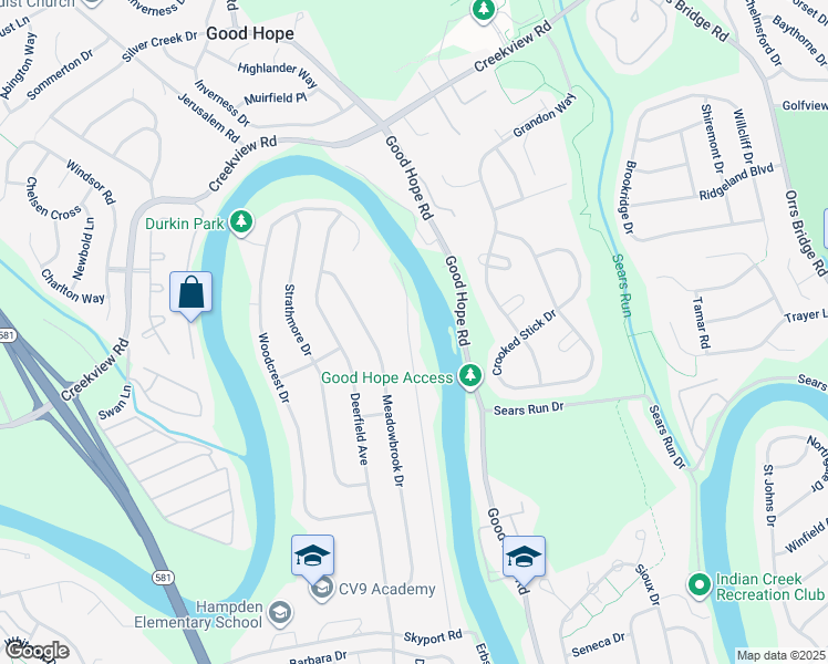 map of restaurants, bars, coffee shops, grocery stores, and more near 5265 Terrace Road in Mechanicsburg
