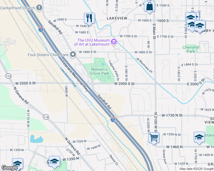 map of restaurants, bars, coffee shops, grocery stores, and more near 273 West 2000 South Street in Orem