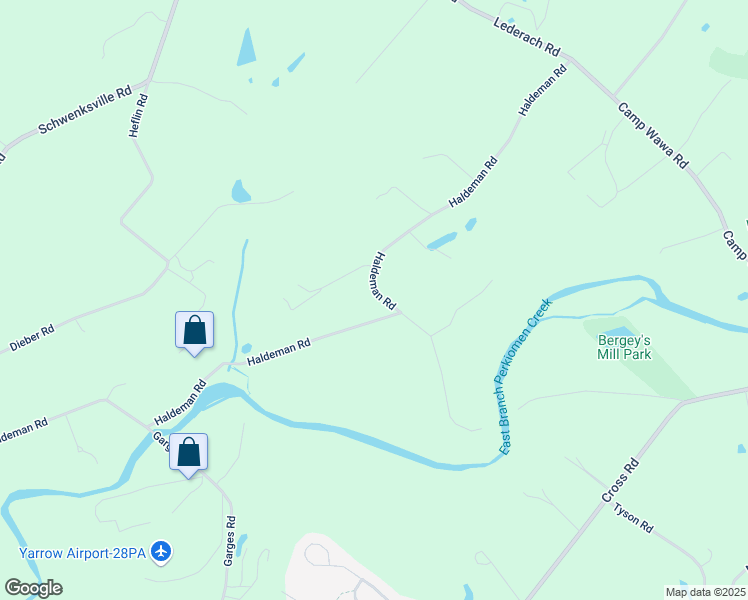 map of restaurants, bars, coffee shops, grocery stores, and more near 921 Haldeman Road in Schwenksville