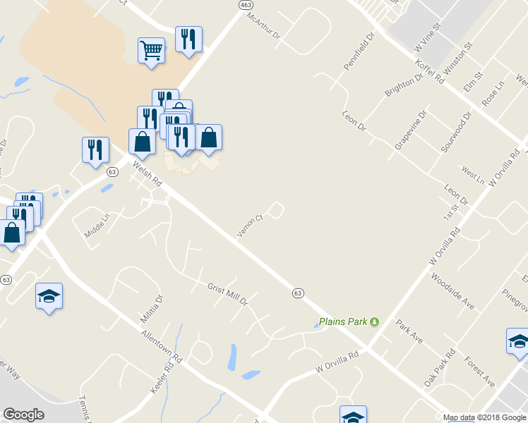 map of restaurants, bars, coffee shops, grocery stores, and more near 177 Vernon Court in Lansdale