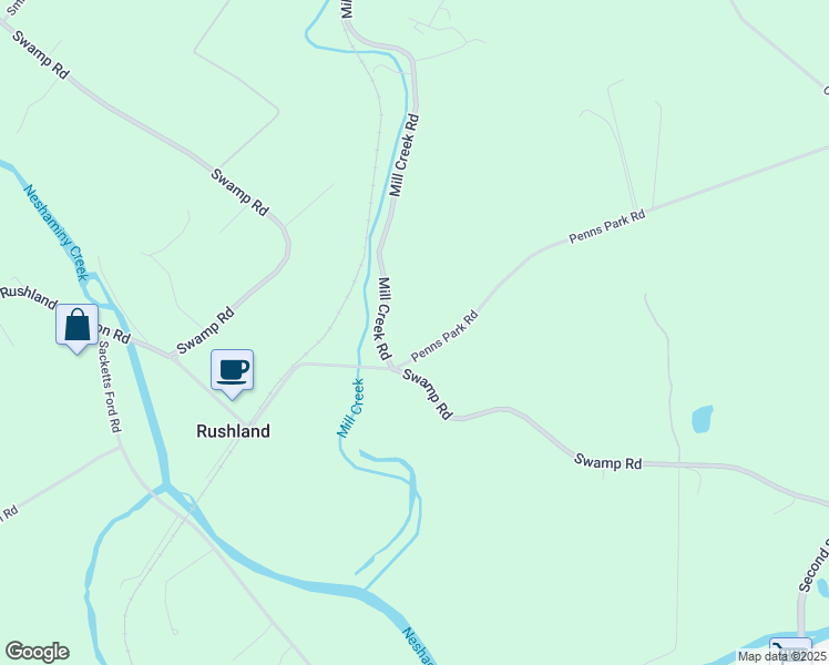 map of restaurants, bars, coffee shops, grocery stores, and more near 987 Penns Park Road in George School